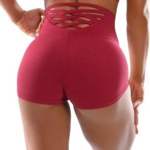 Bombshell Sportswear Maroon Burgundy Exercise Workout Shorts X-Small (NWOT)